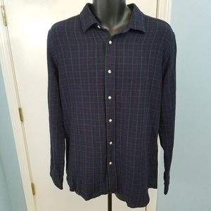 NWOT Knowledge Cotton Apparel Plaid Shirt Sz Large